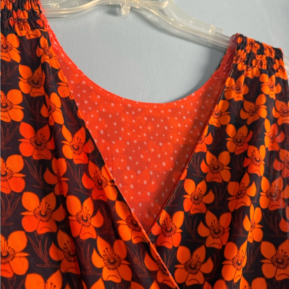 CAbi Orange and Black Floral Midi Dress - Picture 16 of 16